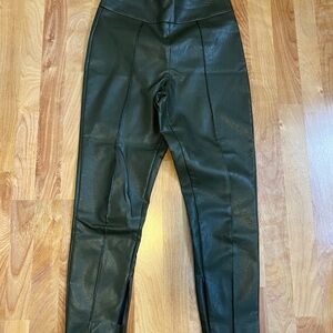 EUC Line & Dot Dark Olive Green Faux Leather Trousers sz S